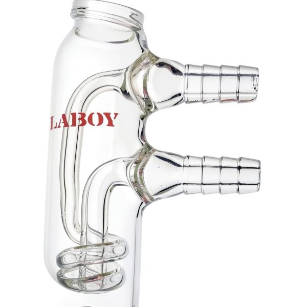 Laboy Glass Coiled Reflux Condenser 175mm in Coil Length with 24/40 Glass Joints & Glass Hoses-3